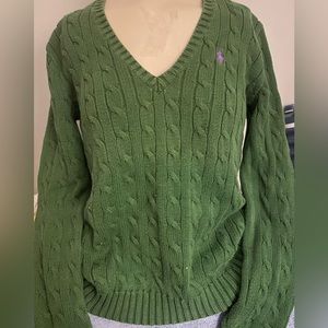 Women's Ralph Lauren Cable Knit V-Neck Sweater